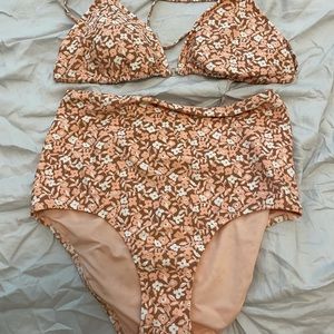 Arie high waisted bottoms, triangle top suit